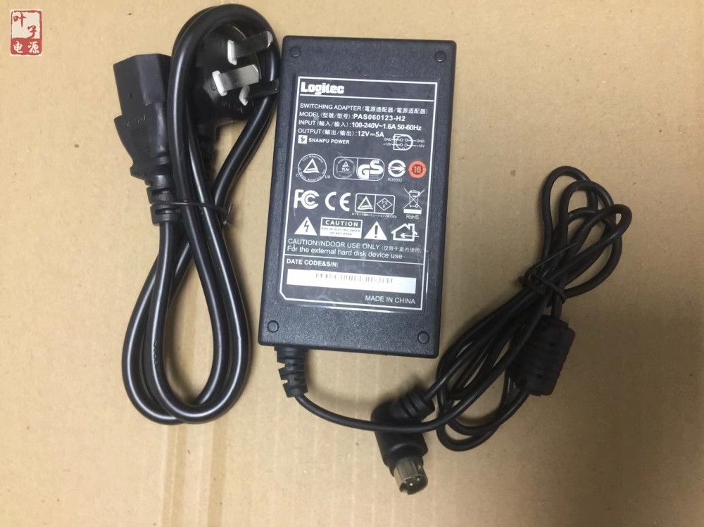 *Brand NEW*Logitec PAS060123-H2 12V 5A AC ADAPTER Power Supply - Click Image to Close